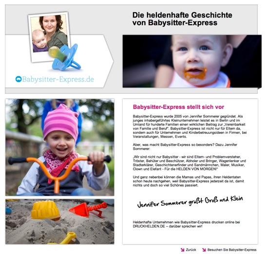 Babysitter-Express gewinnt bei Druckhelden.de Kampagne