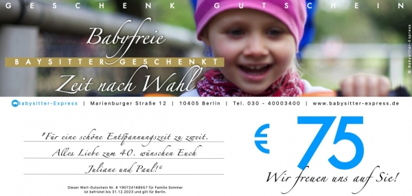 Geschenk Gutscheine Babysitter Express